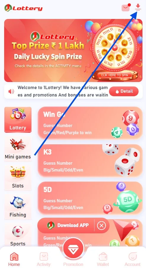 click download icon at the top